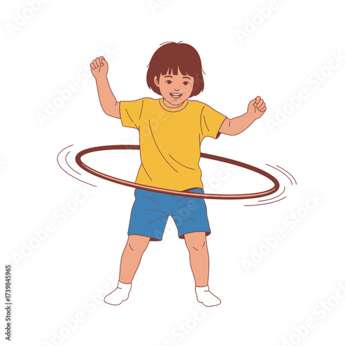 Vector illustration of a determined young boy in a karate uniform executing a side kick against a white background