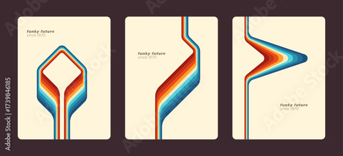 Colorful pattern set in retro style design. Vector illustration.