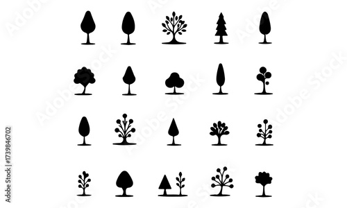 Collection of Tree Silhouettes for Nature and Environment Concepts