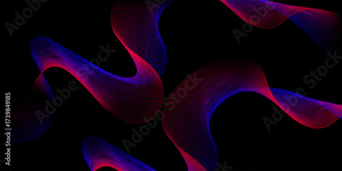 Blue and red life line design gradient wave music noise simple geometric