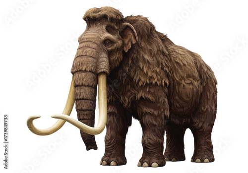 Canvastavla Isolated Woolly Mammoth large elephant relative with big curving tusks and shagg
