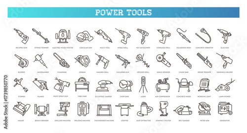 Power tools icons set