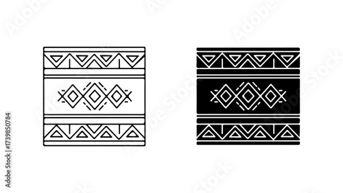 Ethnic Geometric Pattern with Diamonds and Triangles Decorative Design