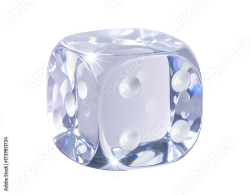 Luxury Diamond-Encrusted Ludo Dice with Sparkling Facets, Front View, isolated PNG