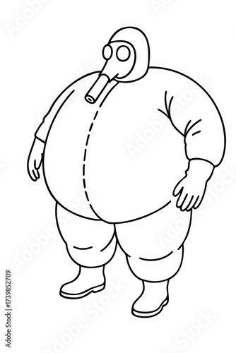 Exaggerated Hazmat Suit Figure Cartoon