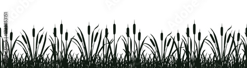 seamless swamp vegetation silhouette vector illustration of 
