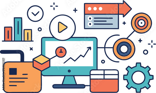 Marketing and seo icons pack detailed vector illustration for digital strategy and business growth
