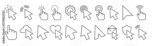 Cursor Related Image Collection. Editable Stroke. Perfect for Infographics, Articles, Books, Flyers, Banners vector