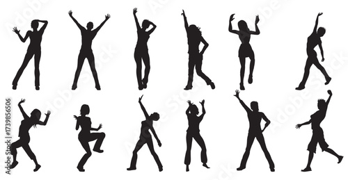 Flat design of dancer silhouette set vector