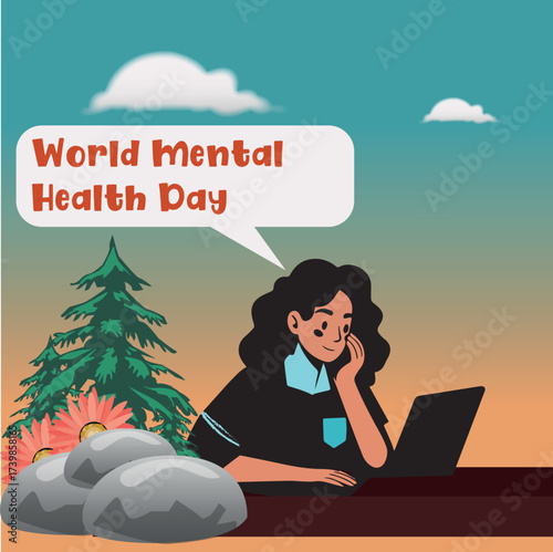 Illustration of a woman for world mental health day