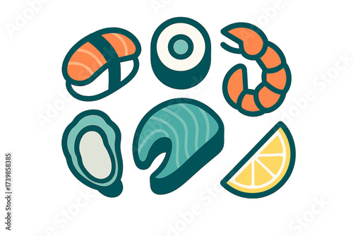 Fresh raw seafood assortment featuring salmon, shrimp, oyster, and sushi