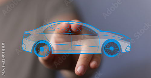 Futuristic digital car holo...