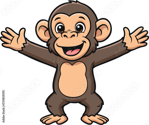 Cute Cartoon Monkey With Open Arms