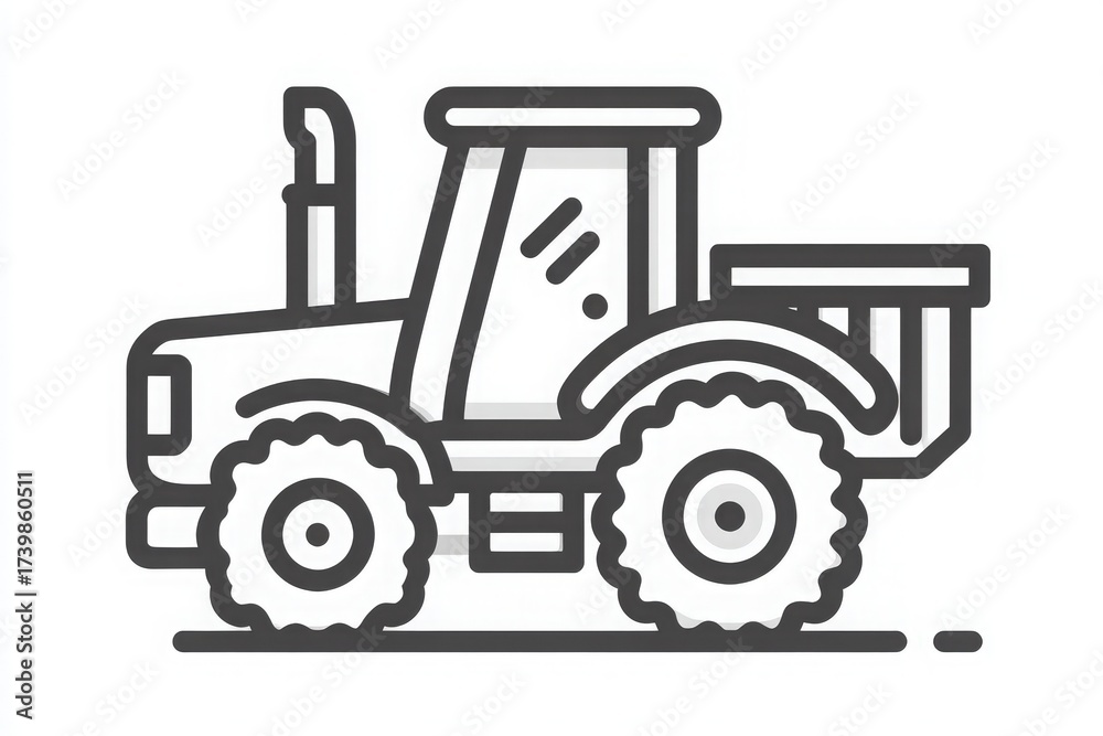 Naklejka premium A detailed illustration of a tractor situated in a countryside area. This vehicle is commonly used for various farming tasks, showcasing its sturdy design and large tires.