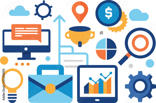 Marketing and seo icons pack detailed vector illustration scalable eps graphics