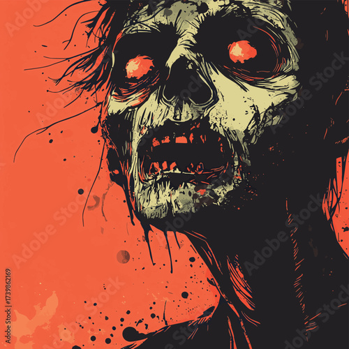 Portrait zombie , vector style simple color