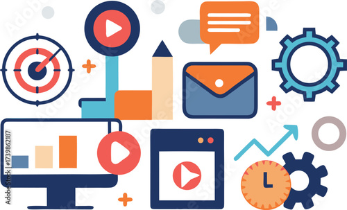 Marketing and seo icons pack detailed vector illustration scalable eps graphics