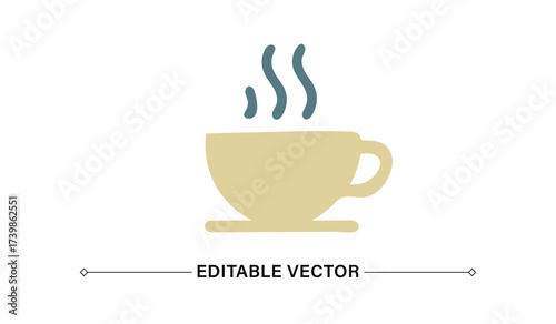 Tea Cup with Steam Icon Editable Vector
