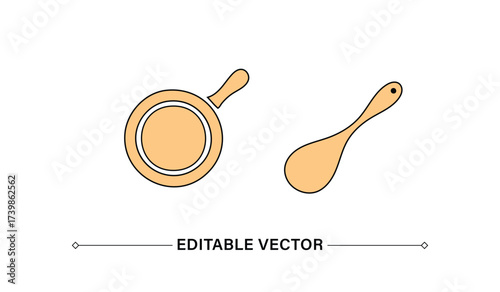 Rolling Pin and Spoon Icon Editable Vector
