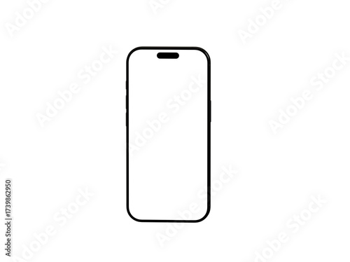 Simple black outline illustration of a modern smartphone. Perfect for app icons, presentations, and more.