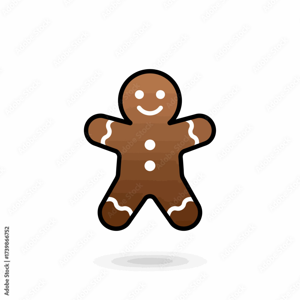 Obraz premium A charmingly simple isolated illustration of a classic gingerbread man cookie with a happy face and white icing details perfect for festive holiday designs