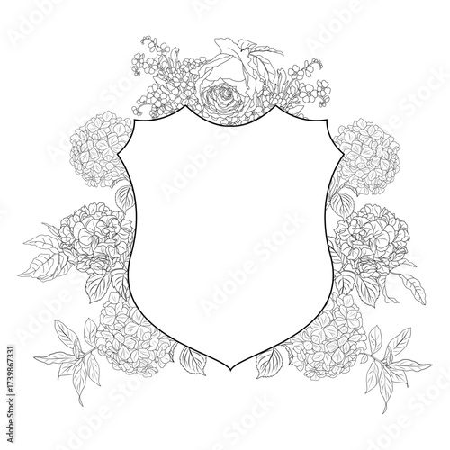 Roses and Hydrangeas Wedding Crest