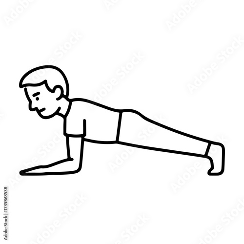 Vector line icon person doing a handstand plank on a white background
Vector line icon on a white background