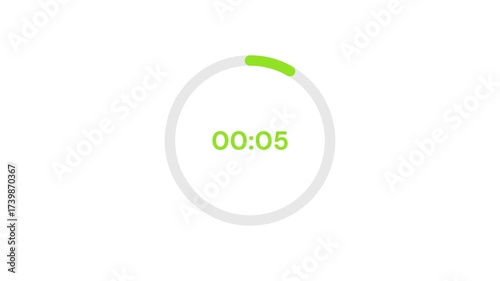 60 Second Circular Countdown Animation. 1 Minute Timer Clock Graphic.