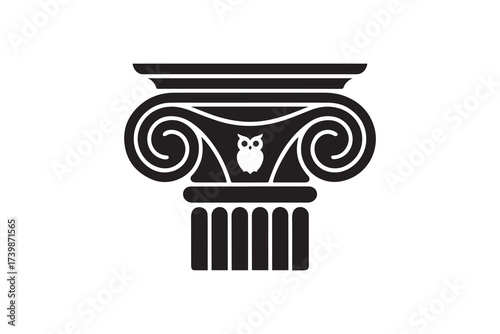 Ionic Column Capital with Owl Silhouette Design