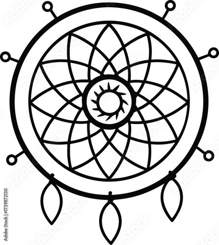 intricate dreamcatcher filled with cosmic pattern vector illustration on transparent background