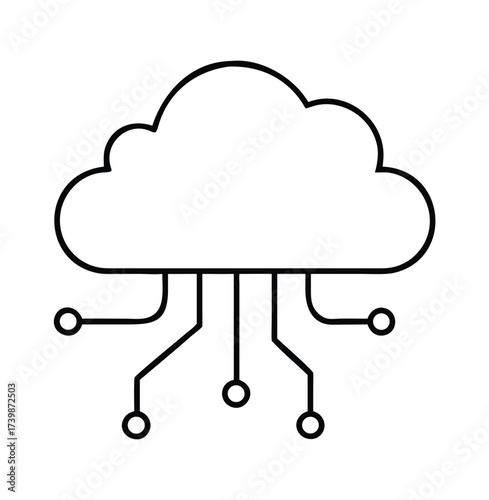 Cloud computing concept illustration: Technology internet data network icon symbol of server communication in the sky blue cloud concept design vector web illustration