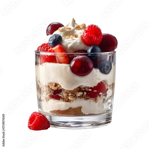 Delicious Ready-to-Eat Dessert Parfait on Transparent Background