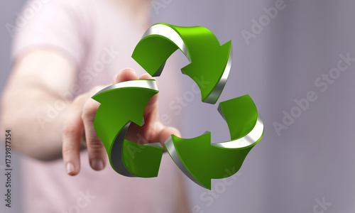 Green recycling arrows, sus...