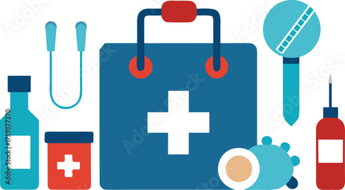 Medical healthcare first aid kit vector illustration set scalable eps icon