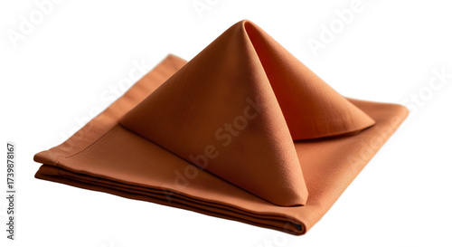 Elegant Napkin Folding, Dining Table Setting, Restaurant, Photography, Isolated Background, Top View, Sophisticated Presentation