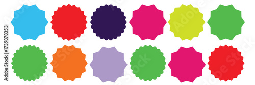 Colorful Zigzag and Wavy Edge Shapes Set – Round, Rectangle, Jagged Frames, Zigzag Borders, Wavy Lines, Decorative Circles, Black Edge Frames and Curved Zigzag Patterns. Colorful Zigzag edge frame