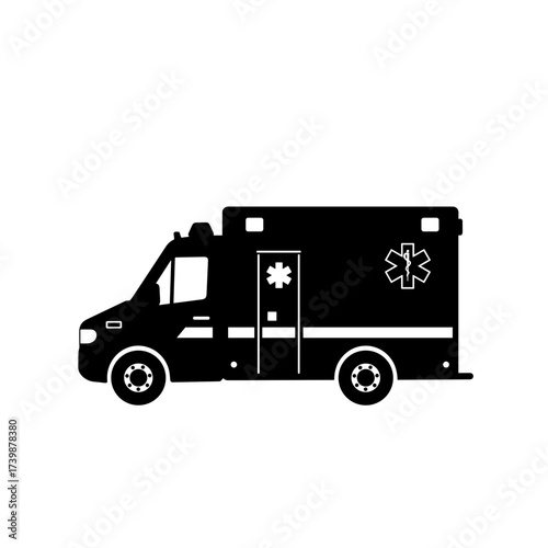 Black ambulance vehicle silhouette representing International Doctor's Day  