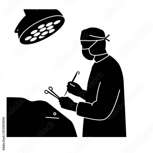 Surgeon performing operation under surgical lights for International Doctor's Day  