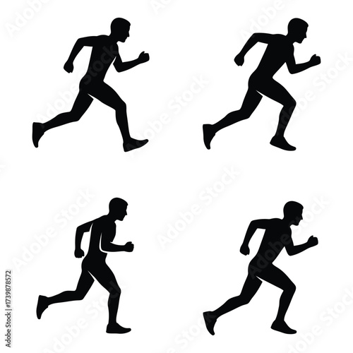 Dynamic silhouettes of athletes in motion capturing the essence of competitive running and athletic performance for sports graphics silhouette