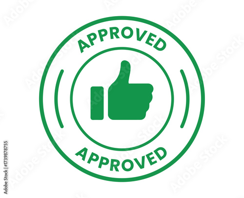 Approved stamp flat vector icon. Certification label, sticker, seal, rubber stamp or approved mark. Validated, accepted, verified official sign for documents and approval forms.