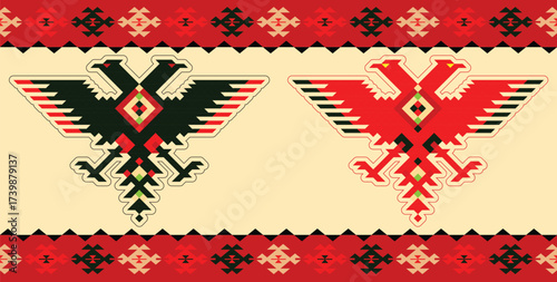 Albanian folk pattern duble eagle symbol