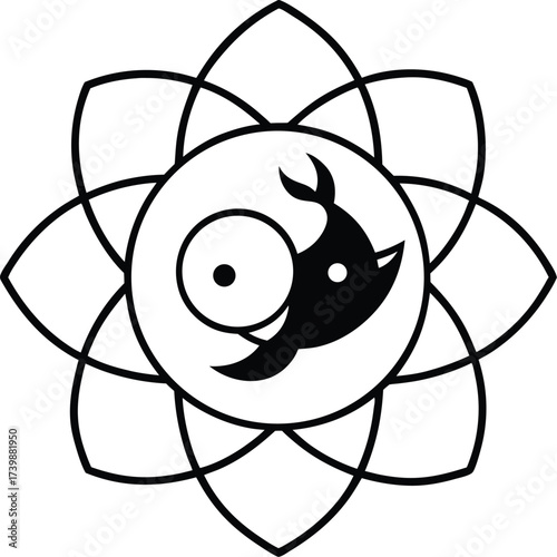 lotus mandala combined with yin yang koi fish 