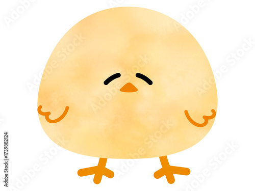 笑顔のゆるいタッチのかわいいひよこイラスト素材