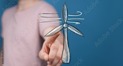Sketch of wind turbine, cle...