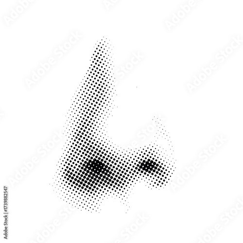Male australian shepherd silhouette in halftone pattern