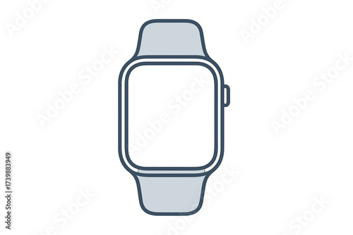 Minimalist line art icon of a modern digital smartwatch device with a blank screen