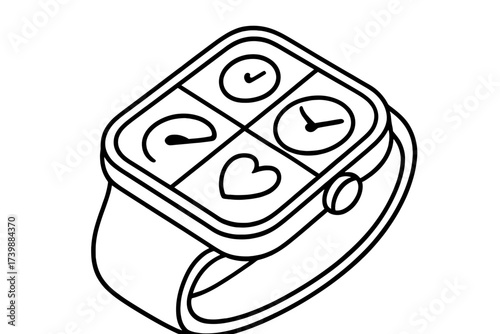 Modern wearable smartwatch displaying health, communication, and time application icons