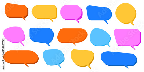 Set of colorful doodle speech bubbles icons vector illustration