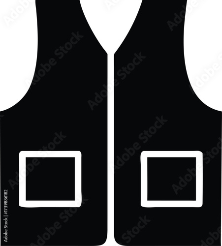Vector art of black vest with two square pockets