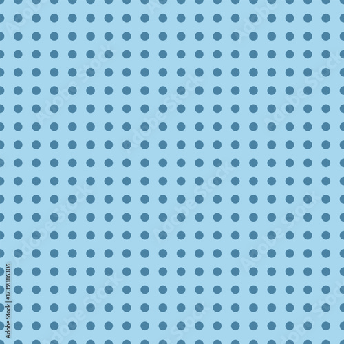 Seamless polka dot grid vector with denim blue dots on mist blue background. Minimal pastel style design.
